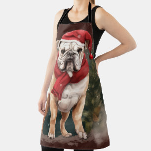 Tablier Bouledogue dans la neige de Noël