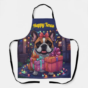 Tablier Bouledogue français Guirlande lumineuse Noël