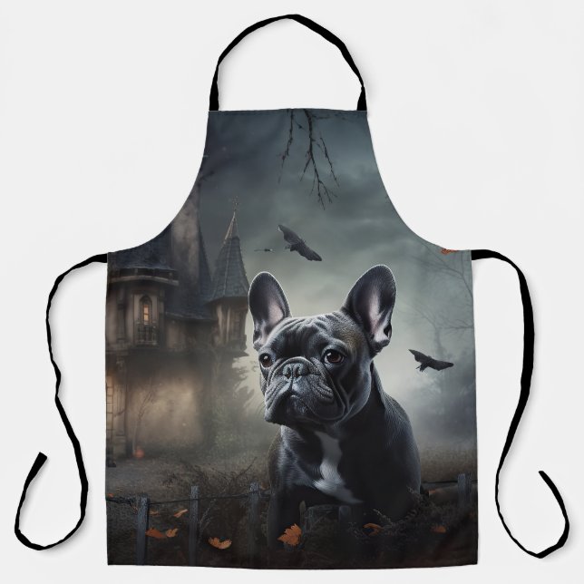Tablier Bouledogue français Halloween Épouvantable (Recto)