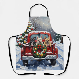 Tablier Bouledogue Français Noël Camion Rouge Fêtes