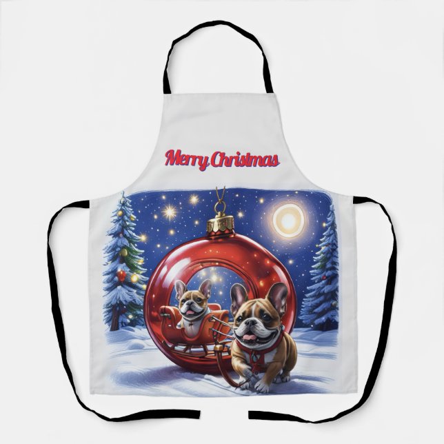Tablier Bouledogue français Noël French Bullog (Recto)