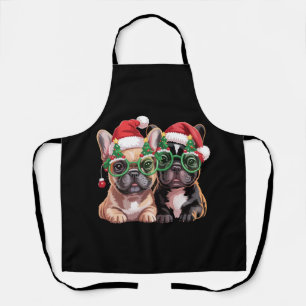 Tablier Bouledogue français portant des lunettes de sapin 