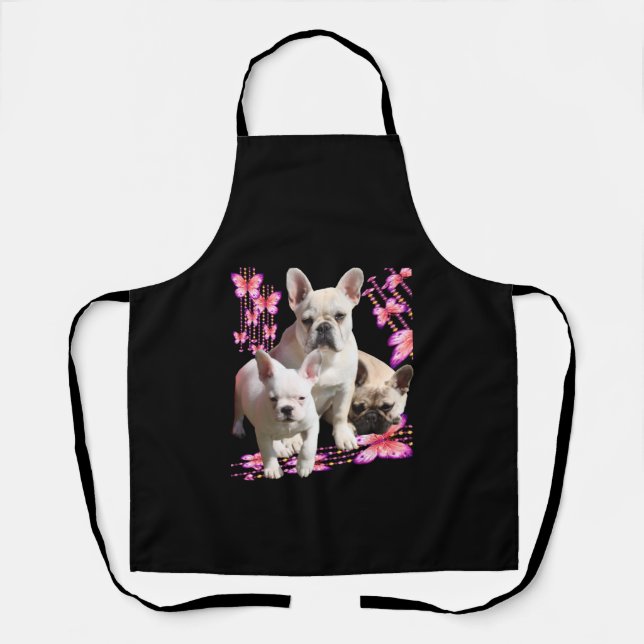 Tablier Bouledogues français Jour de Papillon (Recto)