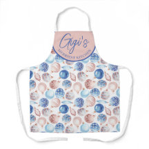 Boules Bleues Péches Aquarelle Cadeau Gigi Noël