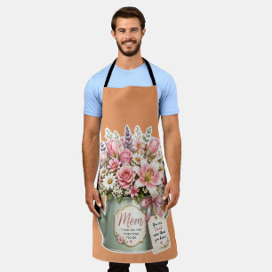 Tablier Bouquet de fleurs en arrosoir pour maman - Cadeau 
