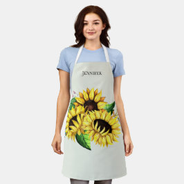 Tablier Bouquet de tournesol jaune en aquarelle