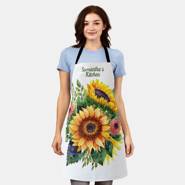 Tablier Bouquet de tournesols - Pays Français Personnalisé (Porté)