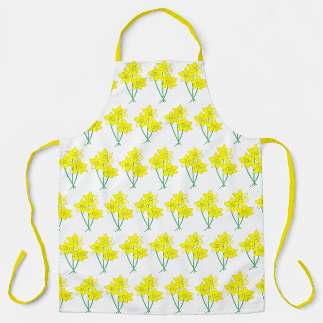 Tablier Bouquet floral à la jonquille jaune (Recto)