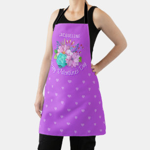 Tablier Bouquet mignon sur Bright Purple Valentine