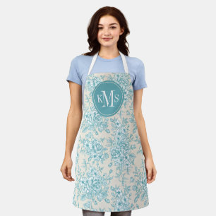 Tablier Bouquet Rose bleu Jardin Motif Floral