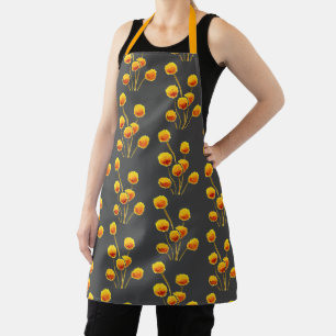 Tablier Bouton billy jaune mignon fleurs arty floral