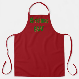Tablier Brai d'or vert de la forêt de Noël sur Crimson rou