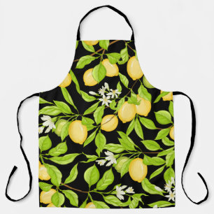 Tablier Branche de citron avec citrons, fleurs et feuilles