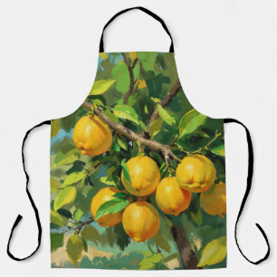 Tablier Branche de citrons avec fruits jaune vif