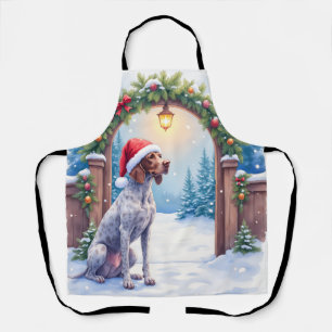 Tablier Braque Allemand à Poil Court Chapeau de Père Noël
