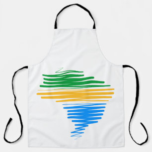 Tablier Brésil carte frontière avec drapeau brésilien coul