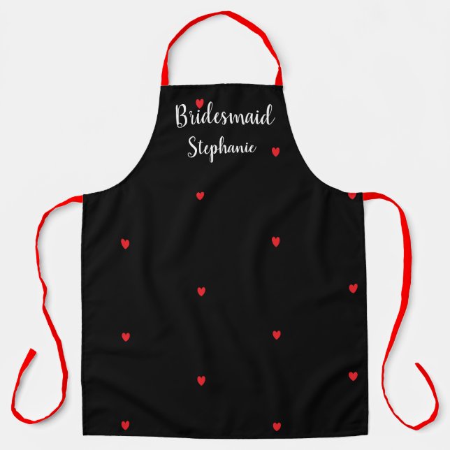 Tablier Bridesmaid Mariage Red Heart Motifs Custom 2023 (Recto)
