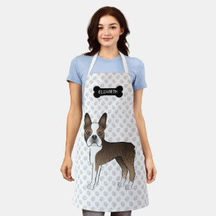 Tablier Brindle Boston Terrier Cartoon Dog & Custom Name
