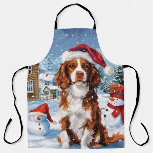Tablier Brittany Spaniel Chien Paysage hivernal de Noël 