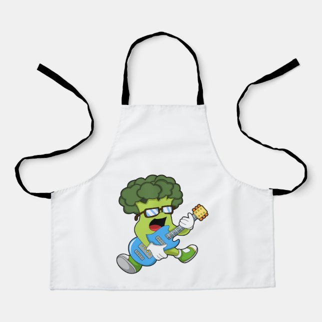 Tablier Brocoli comme musicien avec guitare (Recto)