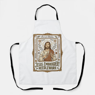 Tablier Broderie Jésus Travail à l'aiguille Jésus Broderie