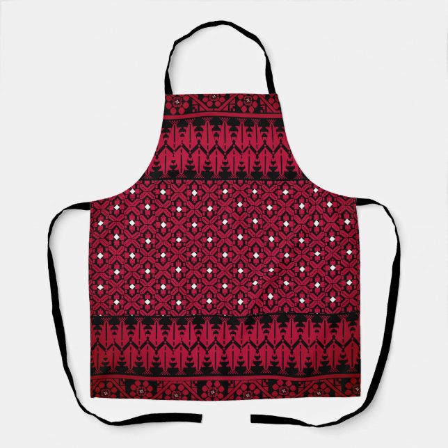 Tablier Broderie palestinienne Tatreez design imprimé (Recto)