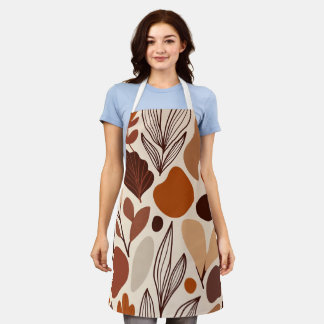 Tablier Brown Abstract Organic Shapes Print All-Over Print