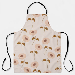 Tablier Brown Beige Retro Y2K Hippie Motif de tournesol