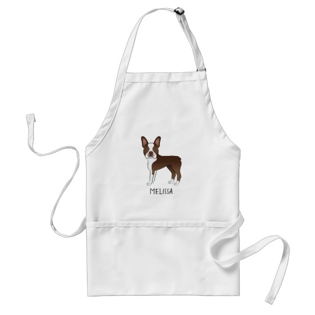 Tablier Brown Et Blanc Boston Terrier Cartographie Chien & (Devant)