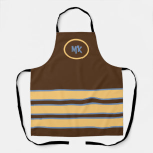 Tablier Brown et Jaune rayé monogramme