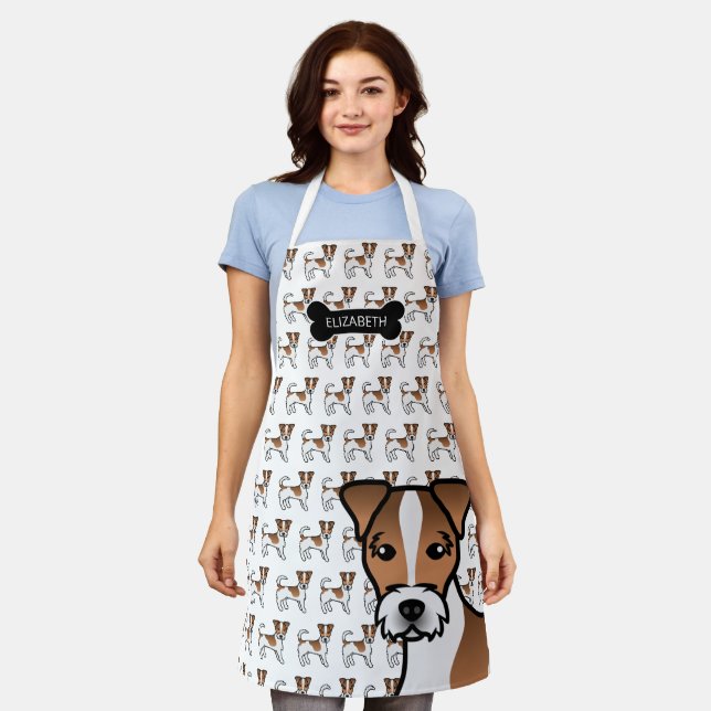 Tablier Brown manteau rond Jack Russell Terrier & Nom (Porté)