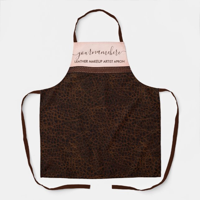Tablier Brown Pink Cuir texture simple boulangerie cuisine (Recto)