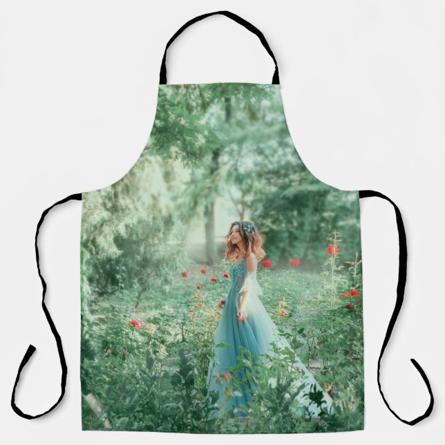 Tablier Brunette Princess : Aquarelle de la forêt de fées (Recto)