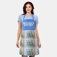 Budgie Bird Cute Aquarelle Bleu Femme Cuisine