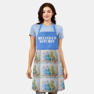 Tablier Budgie Bird Cute Aquarelle Bleu Femme Cuisine