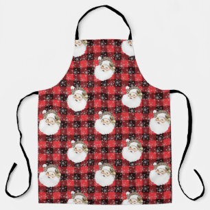Tablier Buffalo Plaid Père Noël avec Snowflakes & Stars