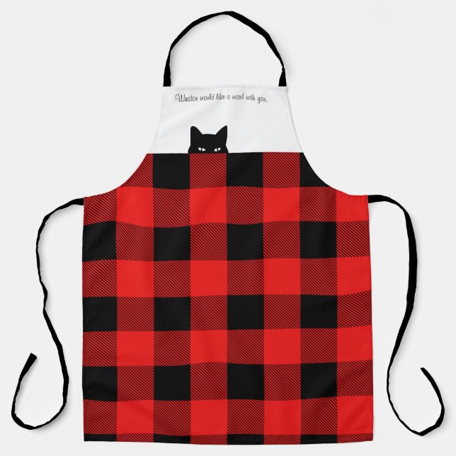Tablier Buffle de chat Sneaky Check Red Plaid Apron (Recto)