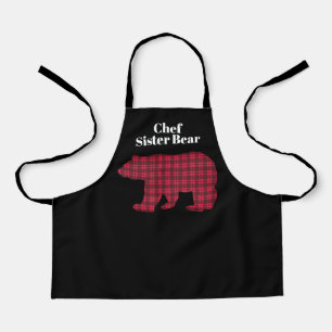 Tablier Buffle rouge noir Plaid Chef soeur ours