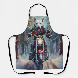 Tablier Bull Terrier Chien Conduisant une Moto Noël