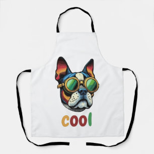 Tablier Bulldog Pop Art avec lunettes