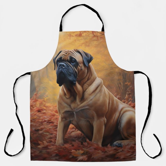 Tablier Bullmastiff en automne Feuilles automne Inspire (Recto)