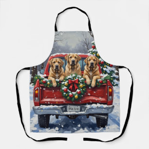 Tablier Bullmastiff Noël Camion Rouge Fêtes de fin d'année