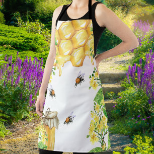 Tablier Bumble abeilles gouttant de fleurs jaunes de miel
