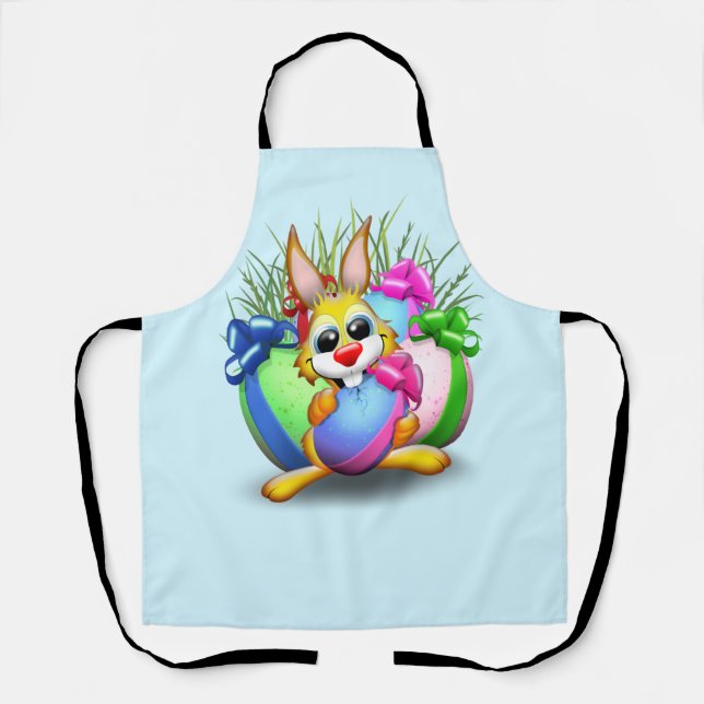 Tablier Bunny de Pâques drôle et caractère mignon Biting u (Recto)