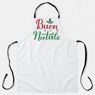 Tablier Buon Natale Italien Joyeux Noël Holly