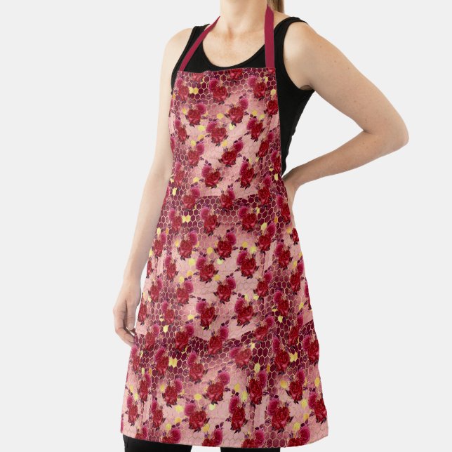 Tablier Burgundy Bee Series Design Dix-sept (Insitu)