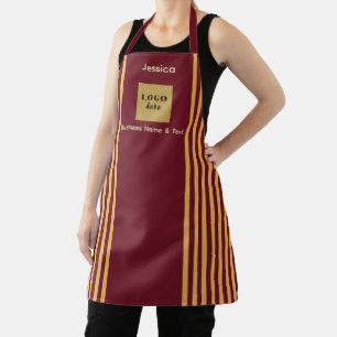 Tablier Burgundy & Gold Stripe personnalisée