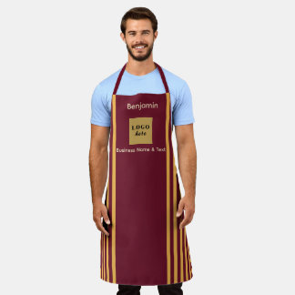 Tablier Burgundy & Gold Stripe personnalisée