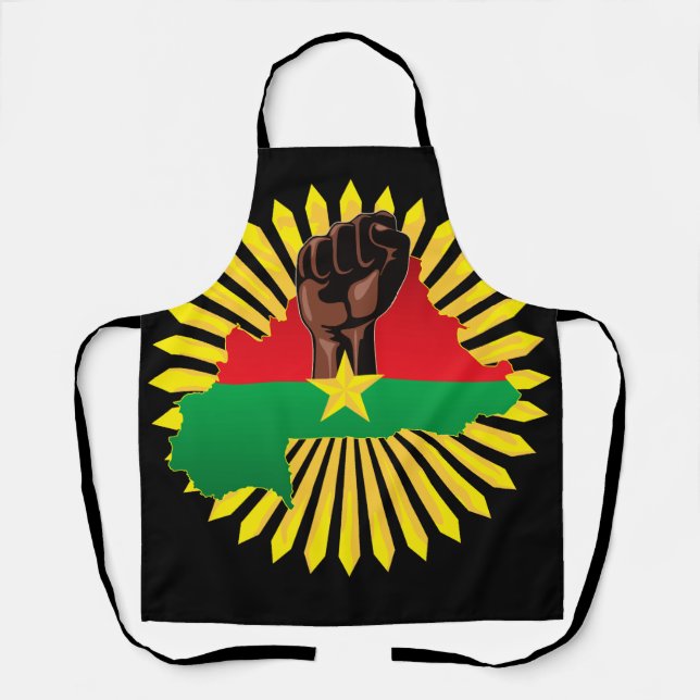 Tablier Burkina Faso Carte, drapeau et première révolution (Recto)