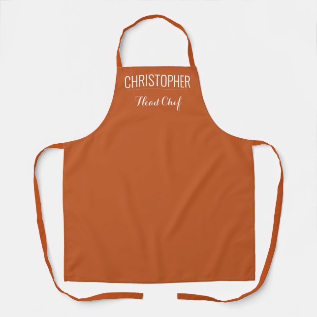 Tablier Business Apron avec nom du chef Terracotta noire (Recto)